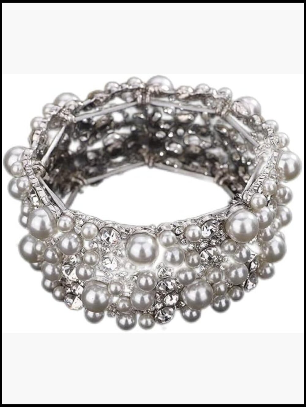 Sparkly Pearl Rhinestone Deco Bracelet for Brides Party Prom Bridesmaids Gift